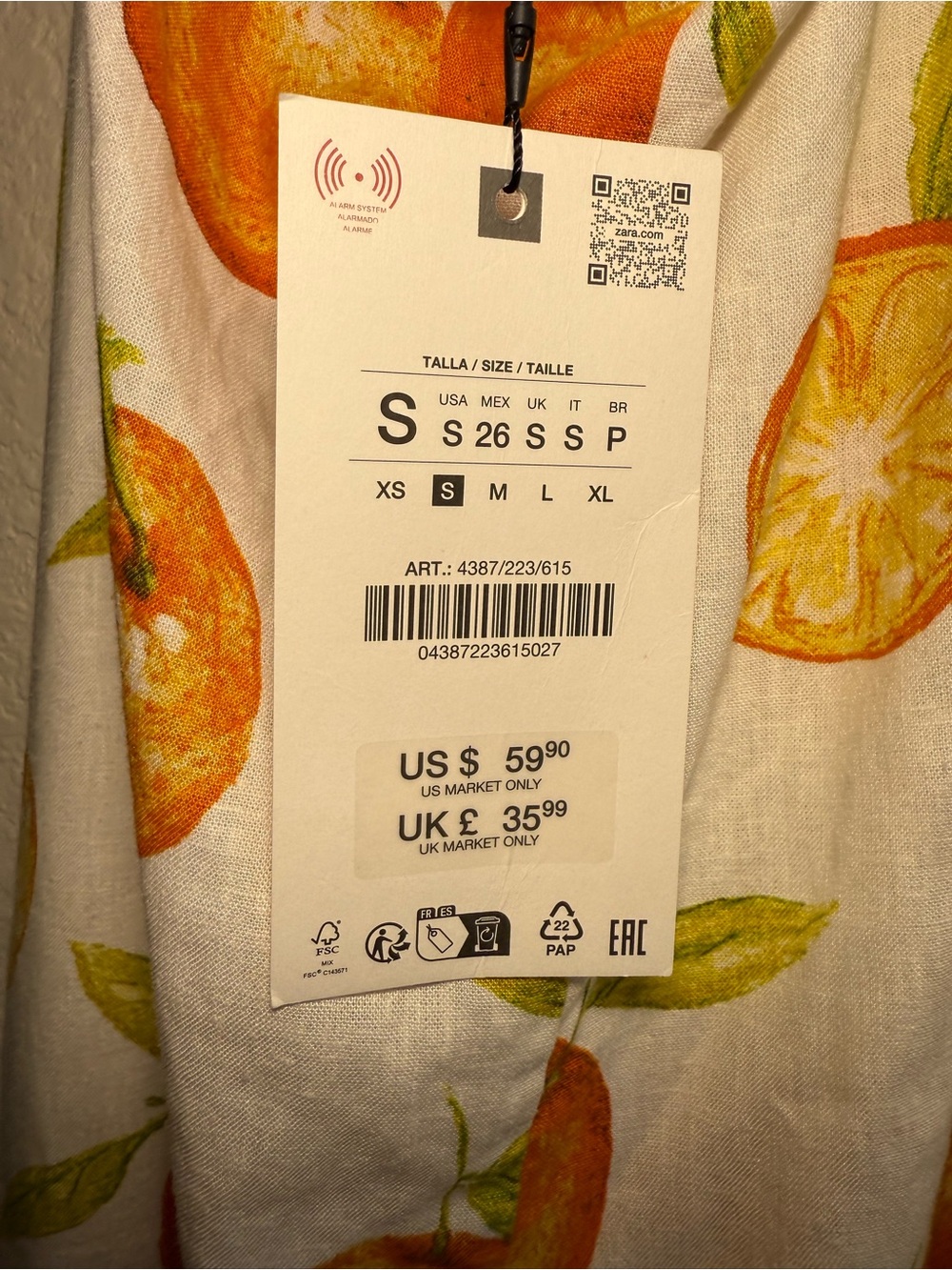 Zara Citrus Print Halter Maxi Dress NWT - Size Small - Picture 4 of 8